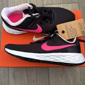 Nike Black and Pink Running Shoes